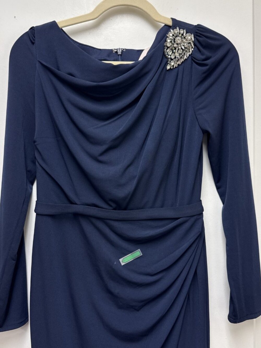 Mac Duggal Size 2 Navy 55695 Jersey Rhinestone Embellished Trumpet Gown Dress - Picture 5 of 12